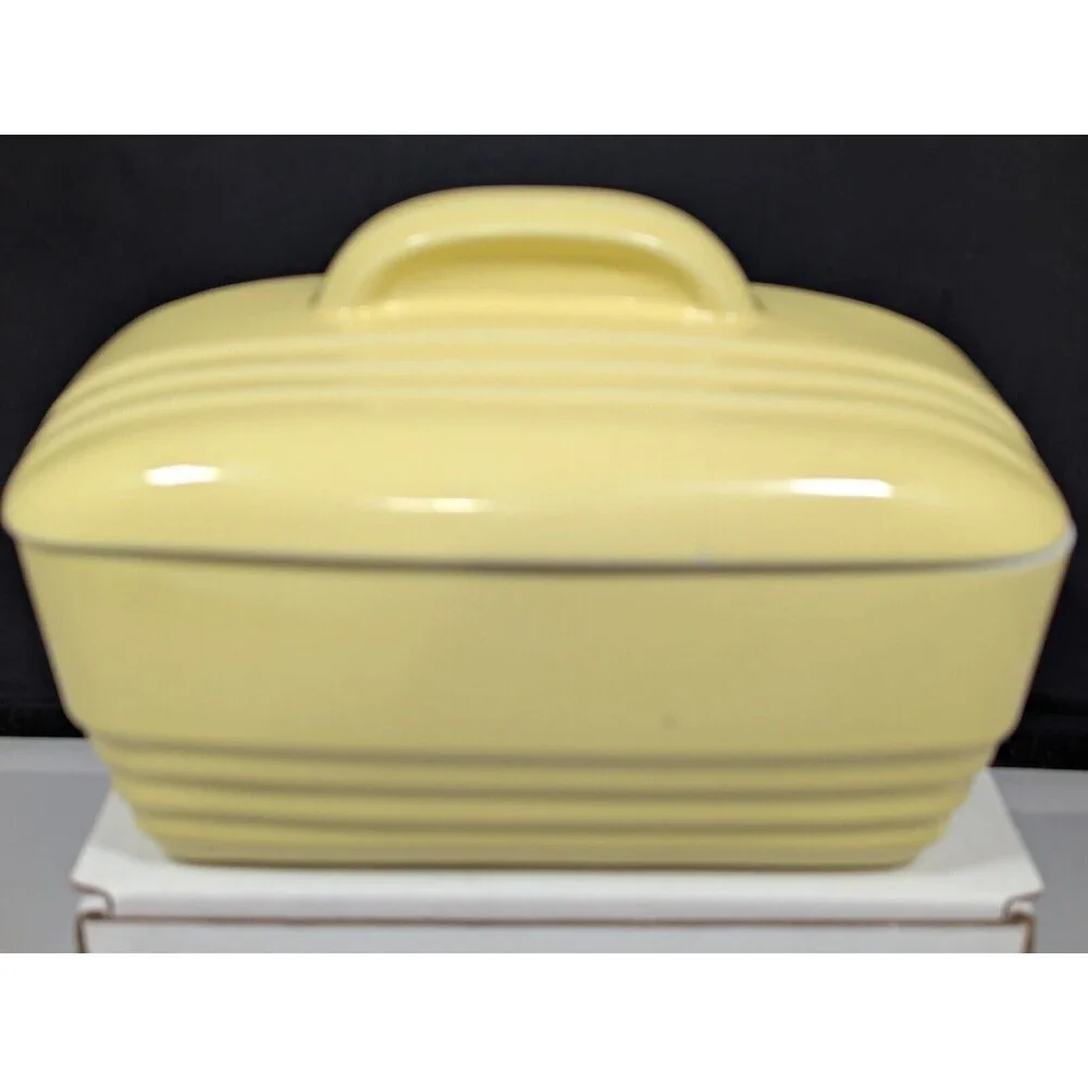 Vintage WESTINGHOUSE HALL Yellow Covered Bread Dish Art Deco Mid Century Modern